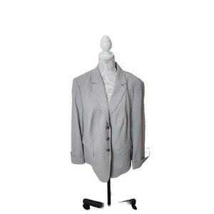 Basler Blazer Sydney Light Gray Pattern Cuffed Sleeves 3 Button Women's 18